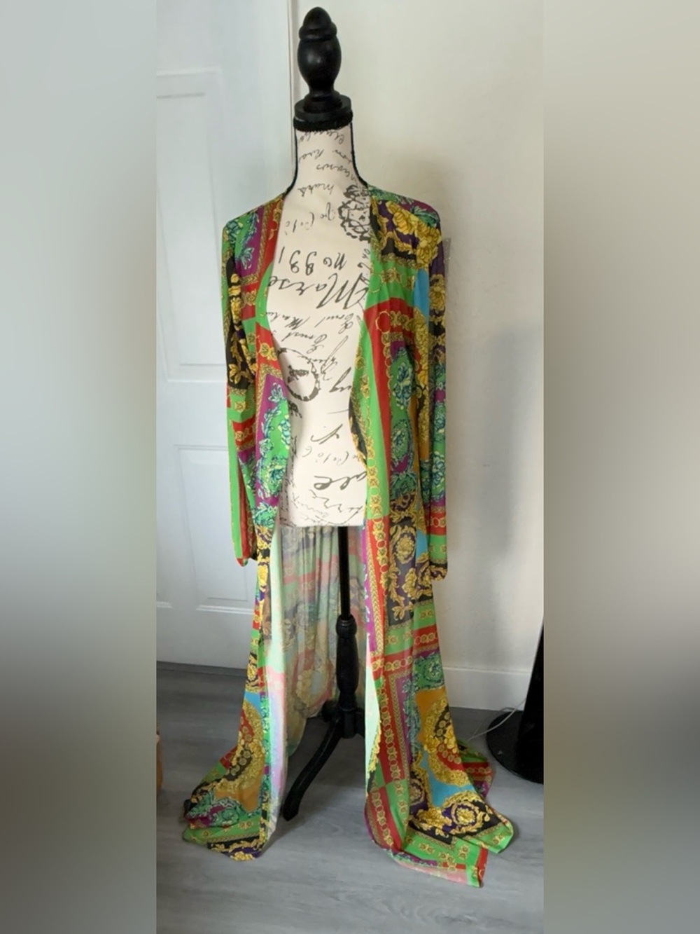 Fashion Nova Baroque Print Cut-Out Swimsuit & Kimono Cover Up Set - Size M - Picture 8 of 12